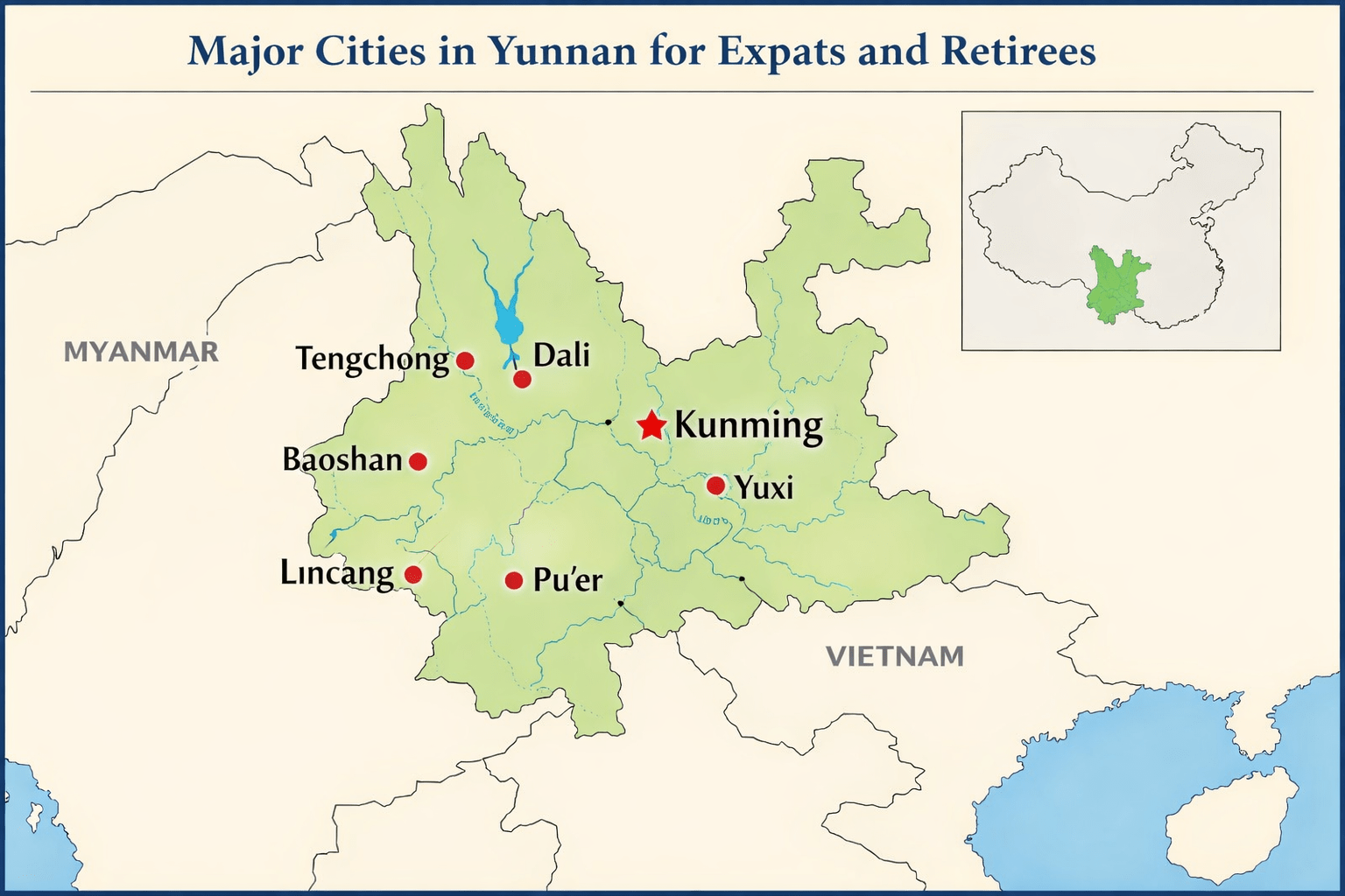 Map of Yunnan province in China